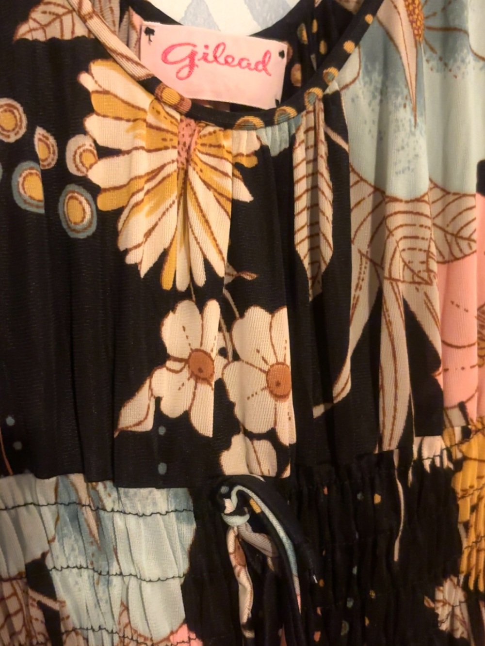 G by Giuliana Black Maxi Dress with Pink, Blue & Yellow Floral - Picture 3 of 4